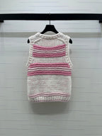Chanel 2026 Crew Neck Striped Knit Vest Cashmere 983319