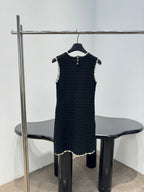 Chanel 2026 Sleeveless Dress Black and Off-White Wool