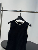 Chanel 2026 Sleeveless Dress Black and Off-White Wool