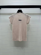 Miumiu 2026 Crew Neck Sheer Knit Short-sleeved Top Wool 352770