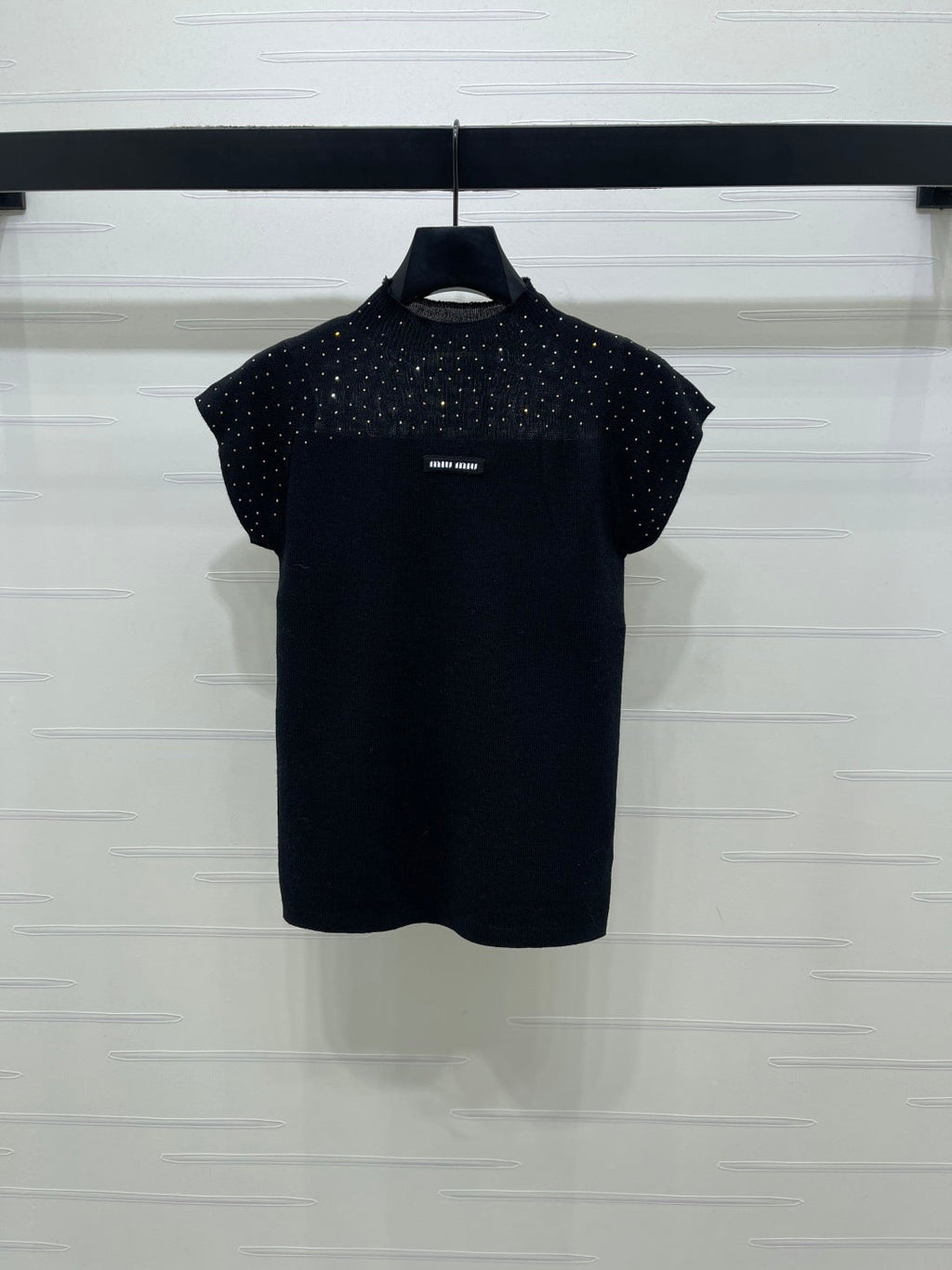 Miumiu 2026 Crew Neck Sheer Knit Short-sleeved Top Wool 352770