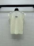 Miumiu 2026 Crew Neck Sheer Knit Short-sleeved Top Wool 352770