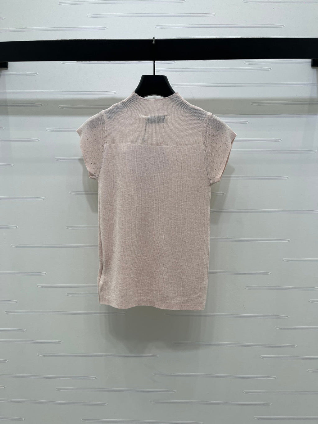 Miumiu 2026 Crew Neck Sheer Knit Short-sleeved Top Wool 352770