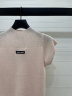 Miumiu 2026 Crew Neck Sheer Knit Short-sleeved Top Wool 352770
