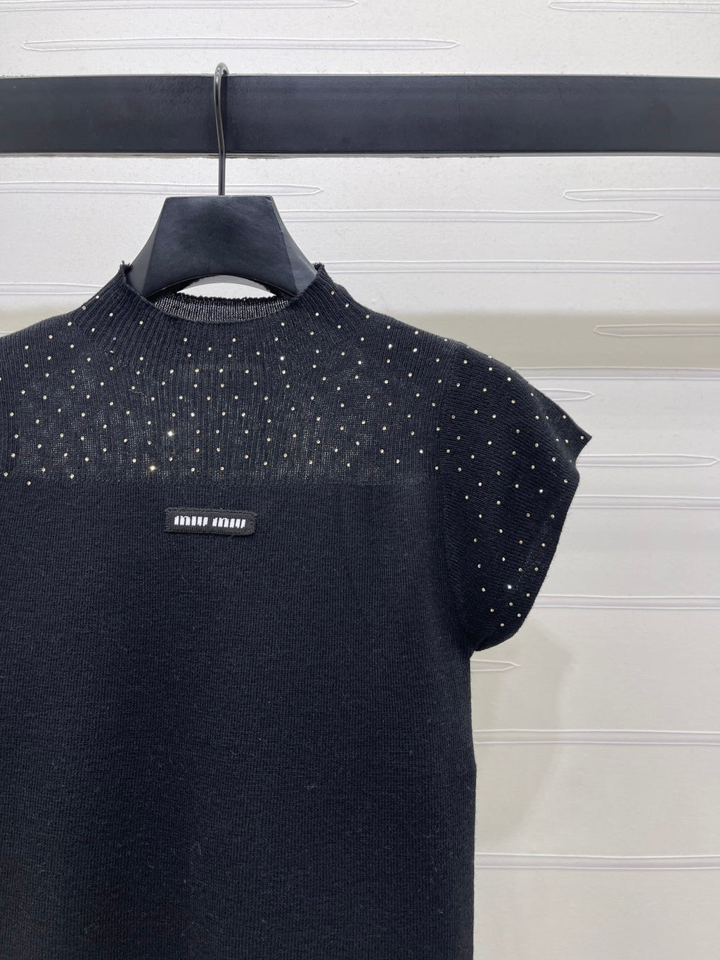 Miumiu 2026 Crew Neck Sheer Knit Short-sleeved Top Wool 352770