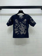 Dior 2026 Butterfly Square Neck Knit Short-sleeved Top Wool