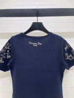 Dior 2026 Butterfly Square Neck Knit Short-sleeved Top Wool