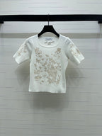 Dior 2026 Butterfly Square Neck Knit Short-sleeved Top Wool