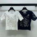 Dior 2026 Butterfly Square Neck Knit Short-sleeved Top Wool
