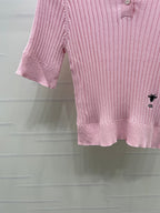 Dior 2026 Slim Fit Collared Knit Short-Sleeve Shirt Wool