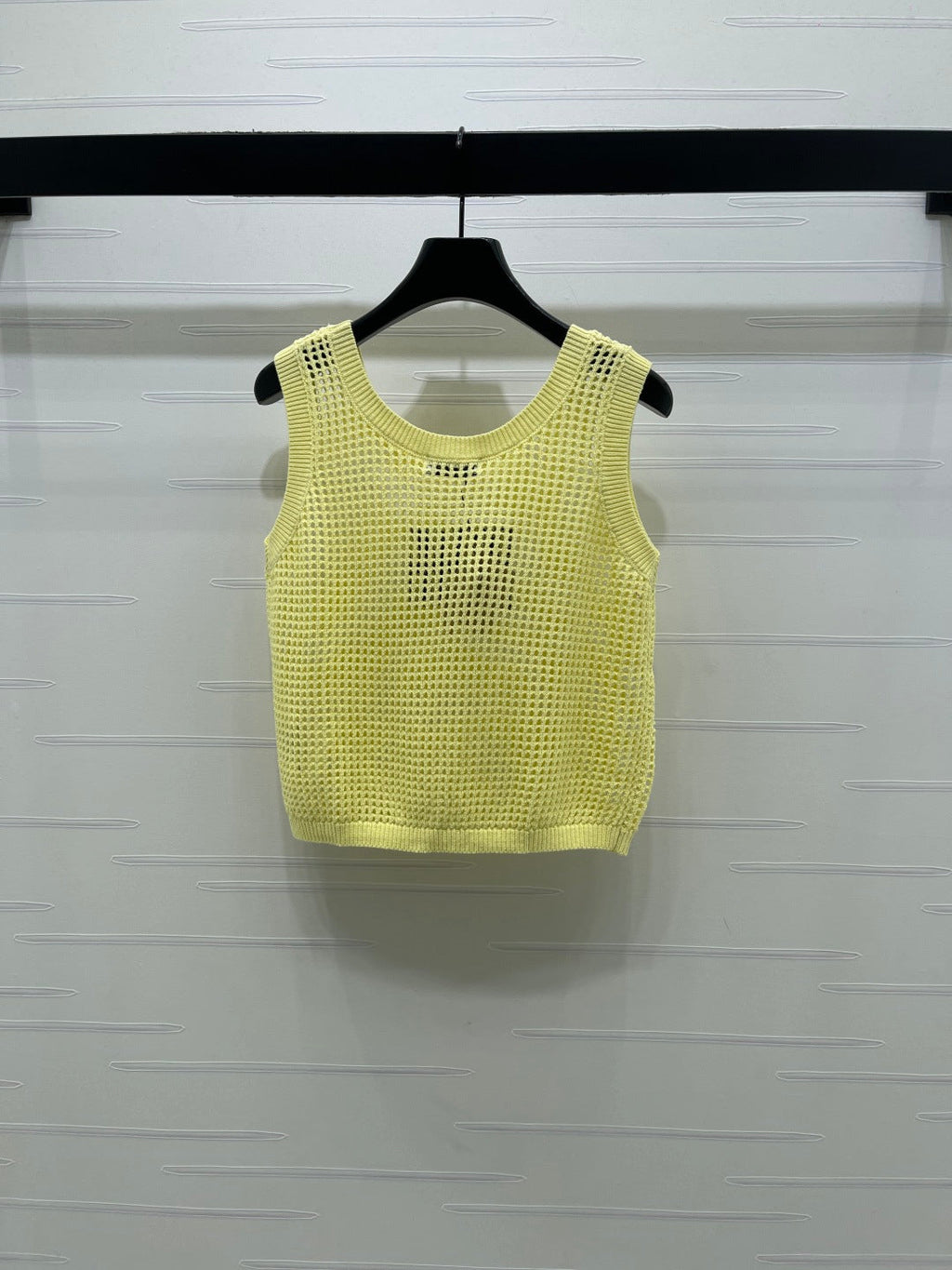 Miumiu 2026 Hollow-out Letter Knit Vest Yellow and Purple Cotton 352580