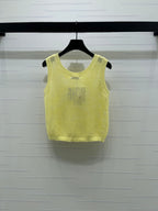 Miumiu 2026 Hollow-out Letter Knit Vest Yellow and Purple Cotton 352580