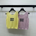 Miumiu 2026 Hollow-out Letter Knit Vest Yellow and Purple Cotton 352580