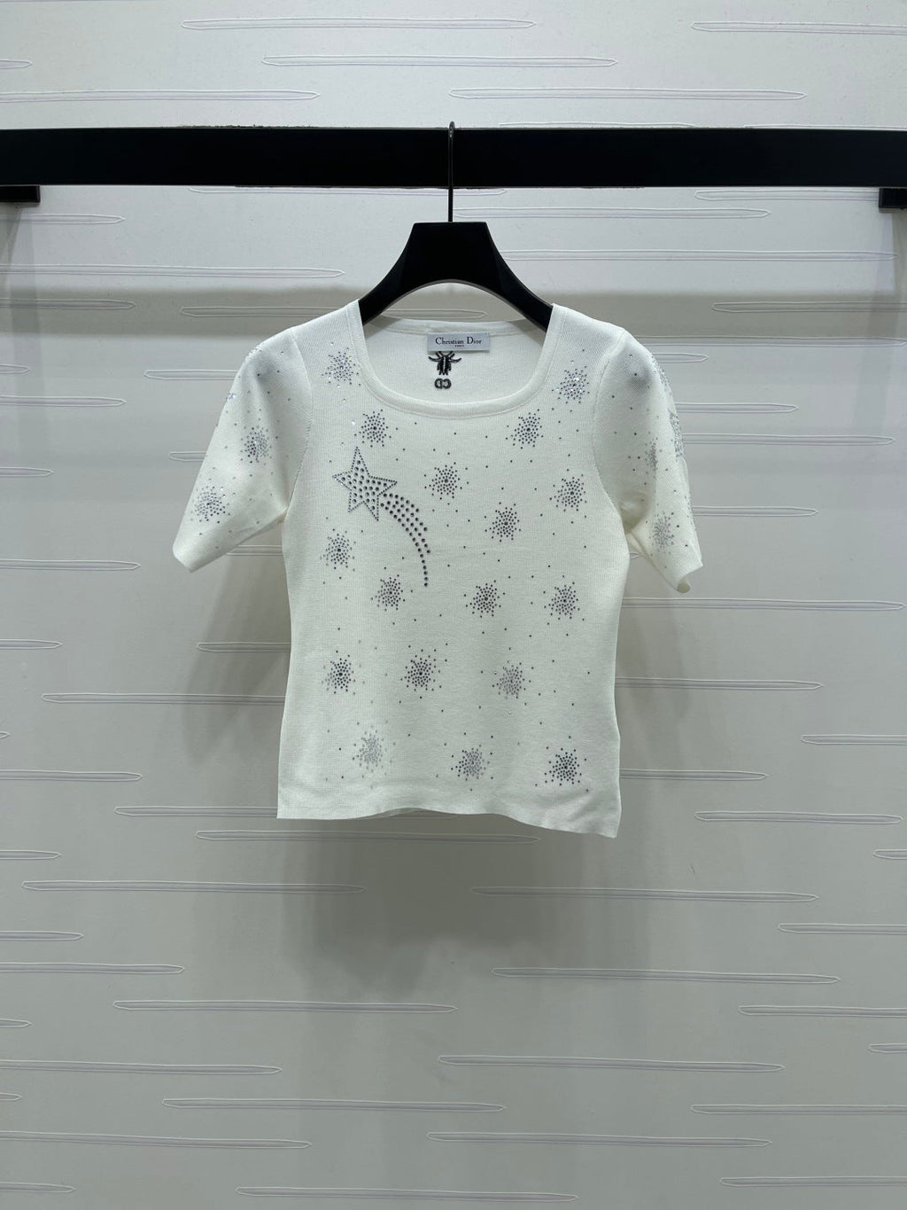 Dior 2026 Firework Neck Knit Short-Sleeve Top Wool 352601