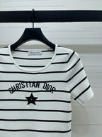 Dior 2026 Crew Neck Striped Knit Short-Sleeve T-Shirt Wool
