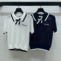 Miumiu 2026 Hollow-out Collar Knit Short-sleeved Top Wool Cashmere