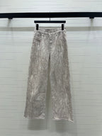 Miumiu 2026 Straight Leg Jeans Beige and Pink Cotton 352472
