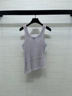 Chanel 2026 Vest Purple and White Wool 704599