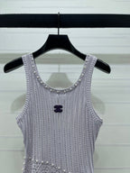 Chanel 2026 Vest Purple and White Wool 704599