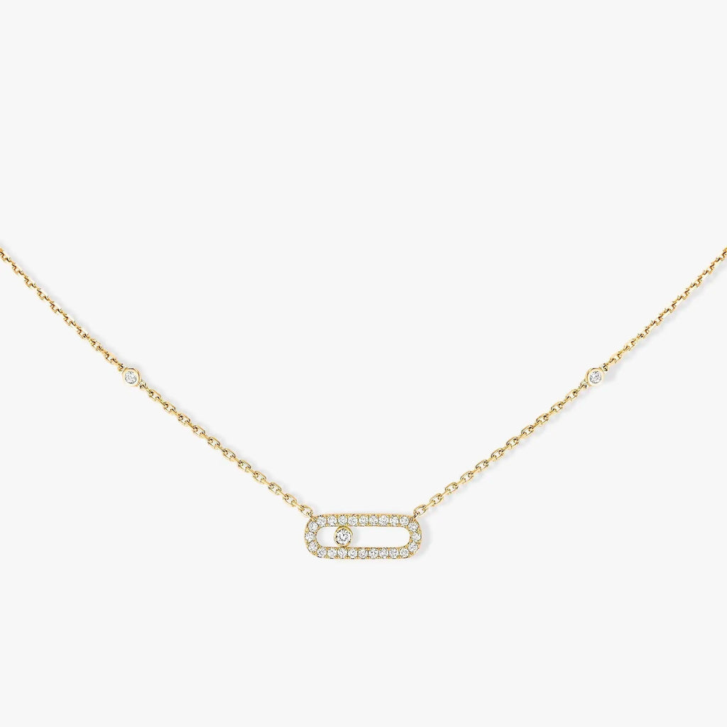 MOVE UNO PAVED SILVER DIAMOND NECKLACE
