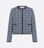 CD 25 Round Neck Suit Small Jacket Blue Cotton Silk