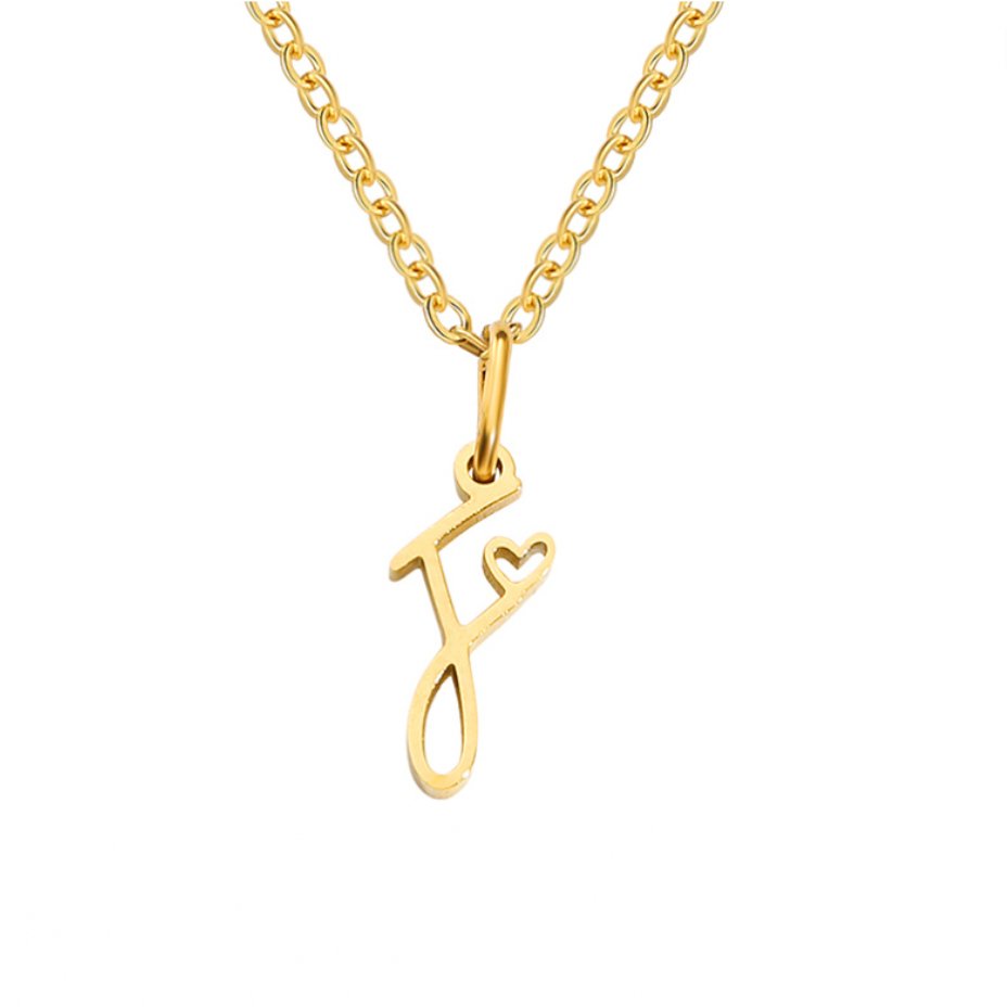 Gold Letter Heart Necklace - Beautiful Earth Boutique