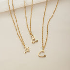 Gold Letter Heart Necklace - Beautiful Earth Boutique