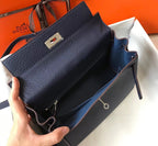 HM KELLY DARK BLUE TOGO LEATHER SILVER HARDWARE
