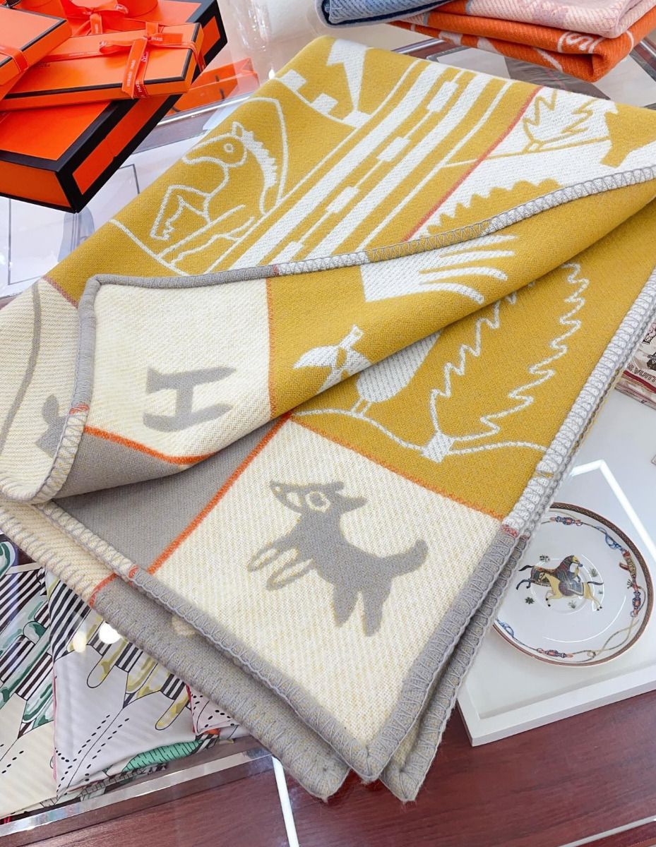HM Avalon Epopee Blanket Jaune Wool Cashmere