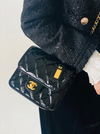 CC 2025 Medium Flap Bag  Black Patent Calfskin
