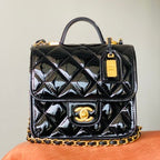 CC 2025 Medium Flap Bag  Black Patent Calfskin