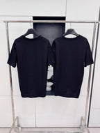 Celine 25 Letter Embroidered T-shirt Cotton