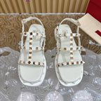 Rockstud M-Way Platform Sandal White Leather