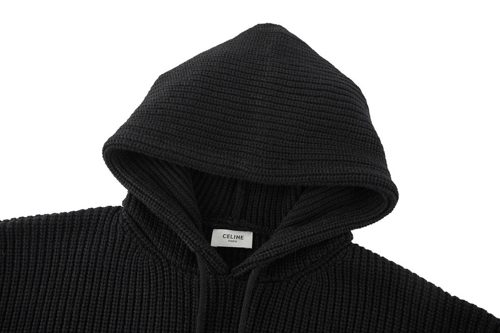CELINE Patch Embroidered Hoodie Sweater Wool Cotton