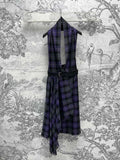 CD 25 Halter-neck Backless Dress Purple Black Wool Fabric