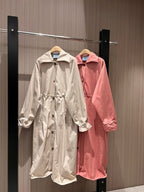 Prada 25 Long Coat Beige and Pink Cotton