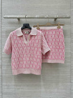 Fendi 25 Monogram Set Cherry Pink Silk Wool