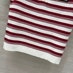Miu Miu 25 Striped Polo Collar Short-sleeved Top Wool