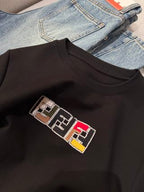 Fendi Embroidered Beaded T-shirt Black White Cotton
