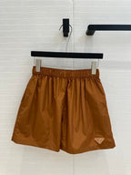 Prada 25 Hooded Jacket and Short Set Brown Polyester
