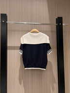 Miu Miu Collar Knotted Short-sleeved Knitted Top Wool tencel