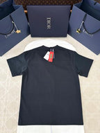 CD 25 Snake-shaped Letter Embroidered Short Sleeves T-shirt Cotton