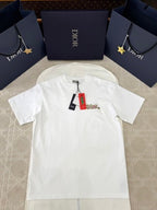 CD 25 Snake-shaped Letter Embroidered Short Sleeves T-shirt Cotton