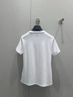 LV 25 Neck Short-Sleeved T-shirt Black White Cotton 213651