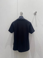 LV 25 Neck Short-Sleeved T-shirt Black White Cotton 213651