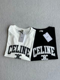 Celine 25 Arc de Triomphe Series Loose Fit Short Sleeve Top Cotton