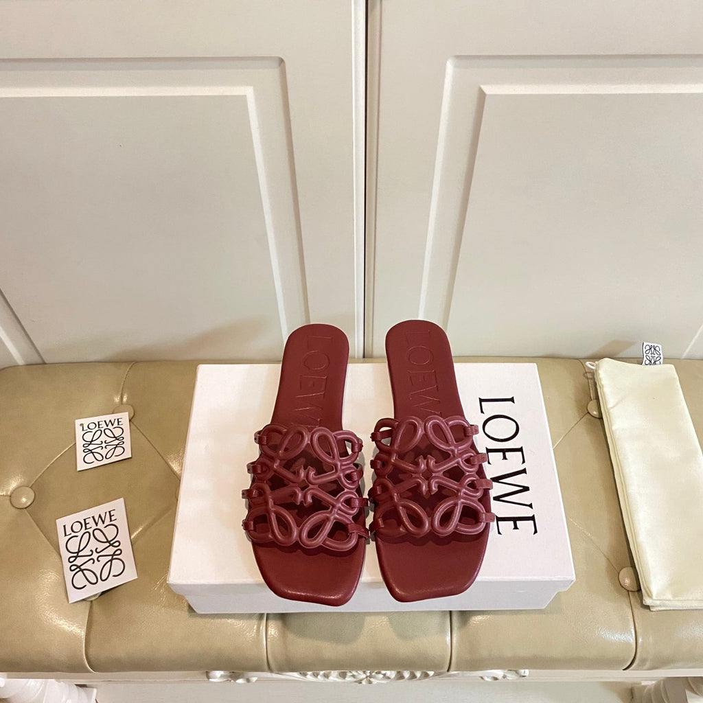 Loewe  Petal Anagram Leather Slides Multicolor