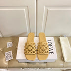 Loewe  Petal Anagram Leather Slides Multicolor