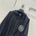 Fendi Hooded Jacket Set Black Silk Fabric