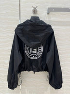 Fendi Hooded Jacket Set Black Silk Fabric